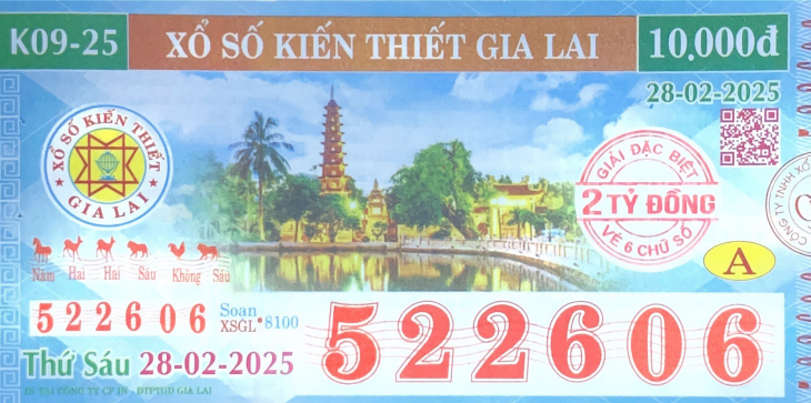 Vé xổ số kiến thiết tỉnh Gia Lai